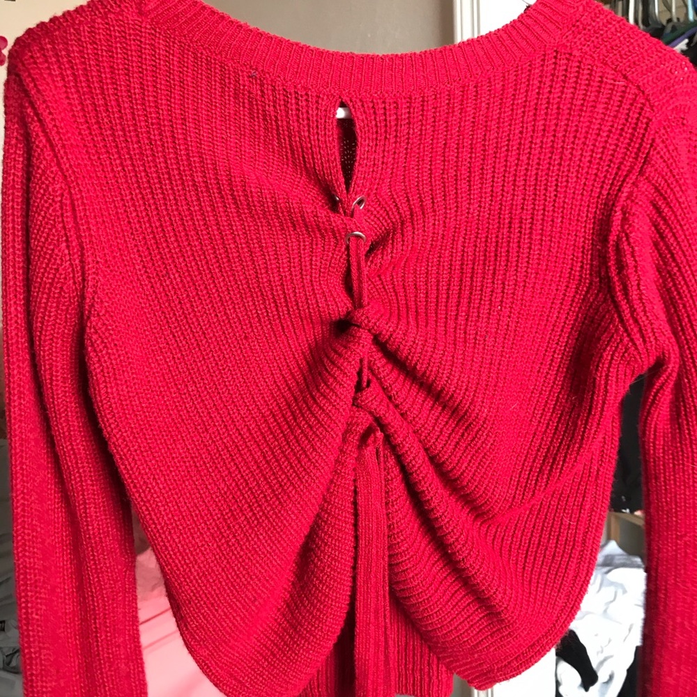fashion nova back tie sweater